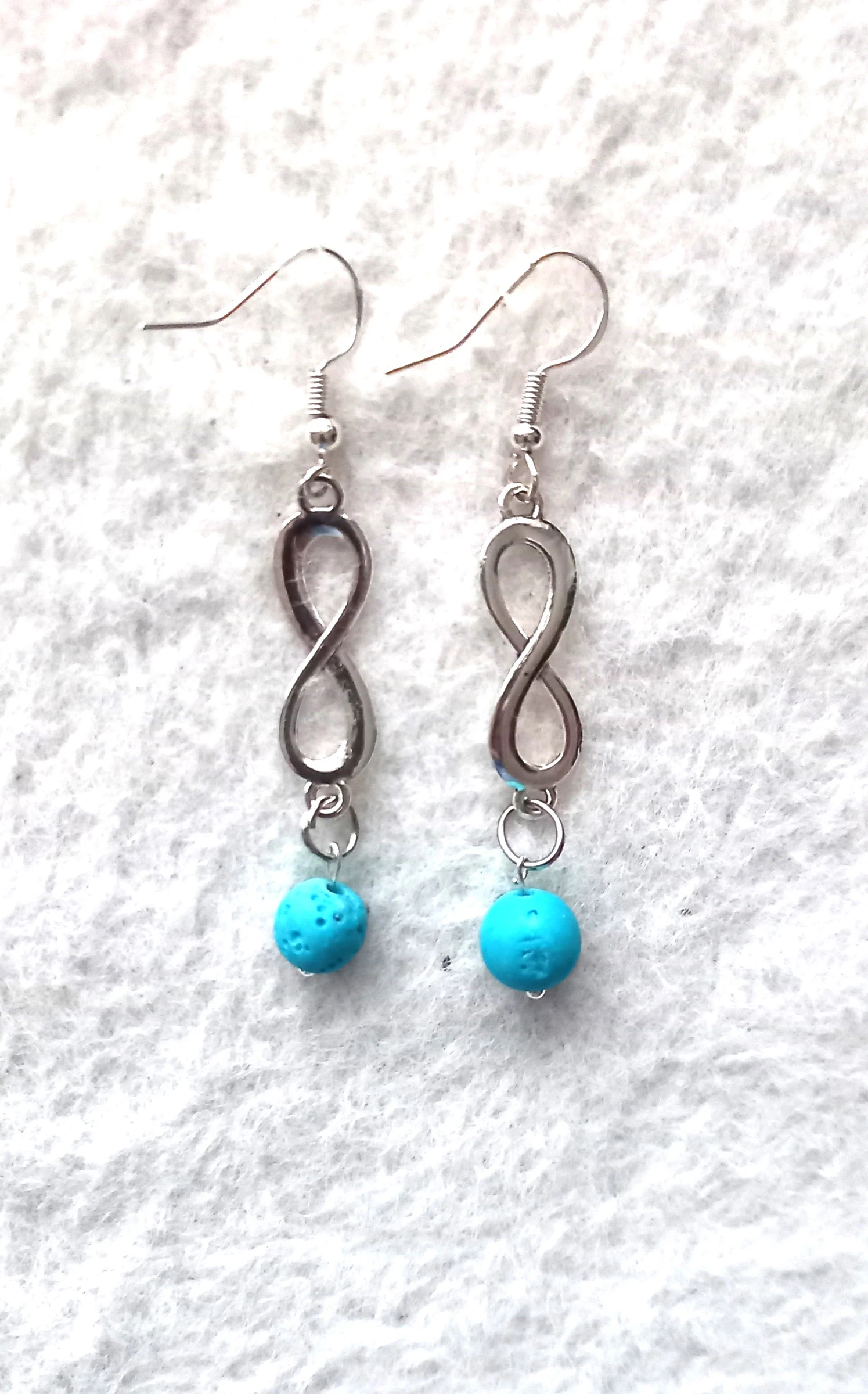 Boucles turquoise lave Grèce infini crochet argent création